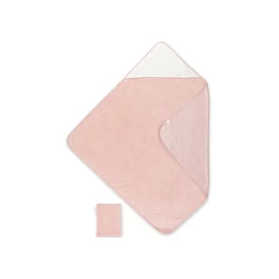 Cape de bain + gant Bamboo Choux rose (90 x 90 cm)