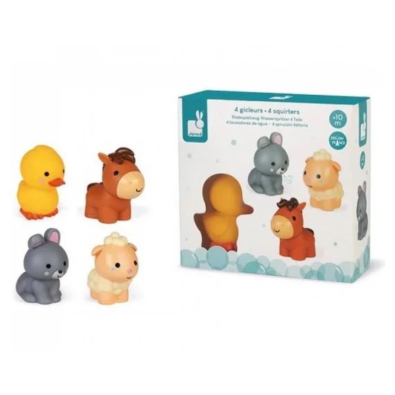 Juratoys-janod – J04702 – 4 Gicleurs De Bain Les Animaux De La Ferme – Pvc – Jaune – Mixte Jaune