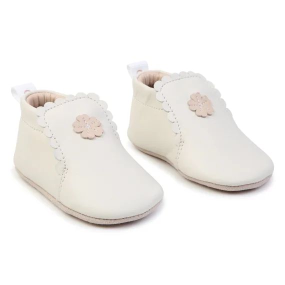 Chaussons en cuir avec patch Fille Blanc