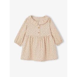 Robe à collerette en velours milleraies bébé beige