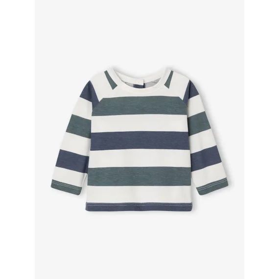 T-shirt bébé rayé manches longues bleu grisé