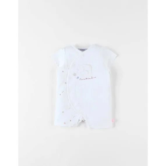 Combishort Naissance Éléphant En Jersey Blanc