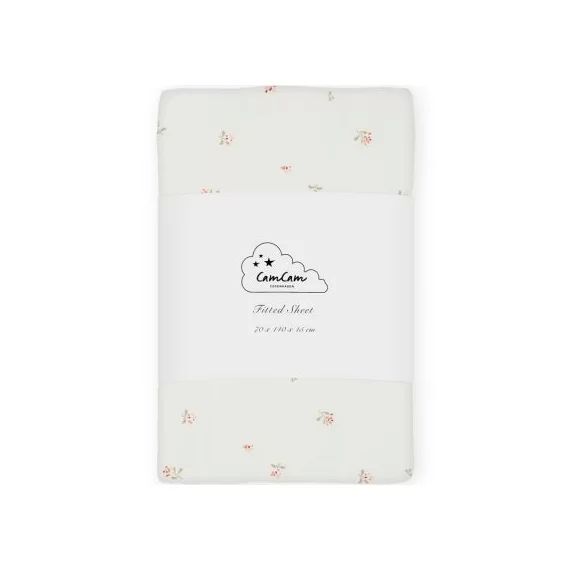 Drap housse en coton bio Poppies Coquelicot (70 x 140 cm)