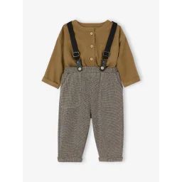 Ensemble chemise + pantalon à bretelles bébé garçon olive