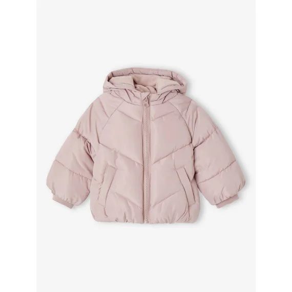 Doudoune à capuche bébé fille rose poudré