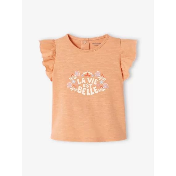 T-shirt bébé manches volantées orange