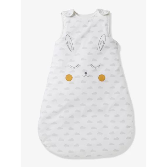 Gigoteuse sans manches LAPIN blanc motifs gris