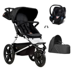 Poussette Mountain Buggy Terrain – Onyx + Cocoon V2 + Coque Auto Cybex Aton 5 – Deep Black