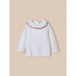 T-shirt Brodé En Coton Biologique Blanc Doux