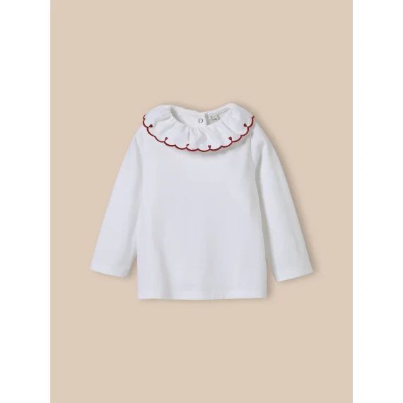 T-shirt Brodé En Coton Biologique Blanc Doux