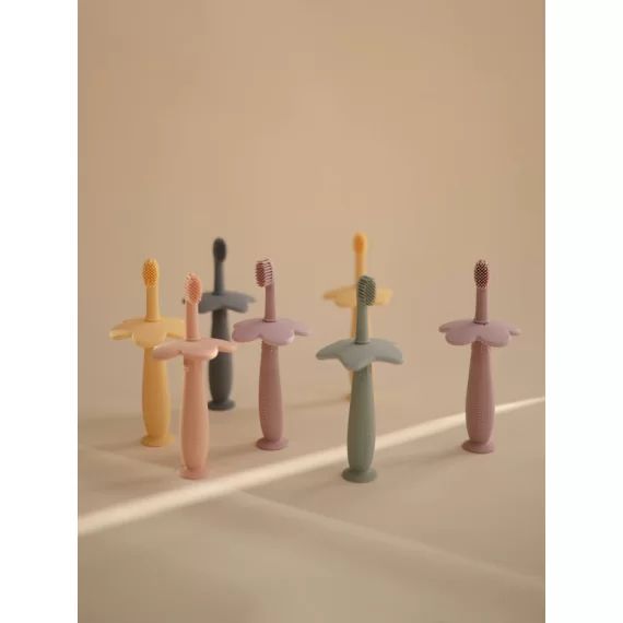Brosse à dents d’apprentissage MUSHIE en silicone bleu