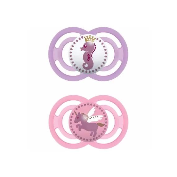Lot de 2 sucettes anatomiques Perfect hippocampe et licorne fille (6 mois et +)