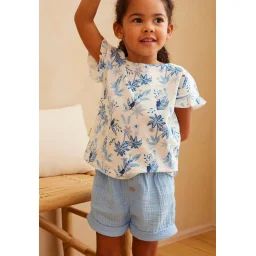 Short Enfant En Gaze De Coton Moorea Bleu