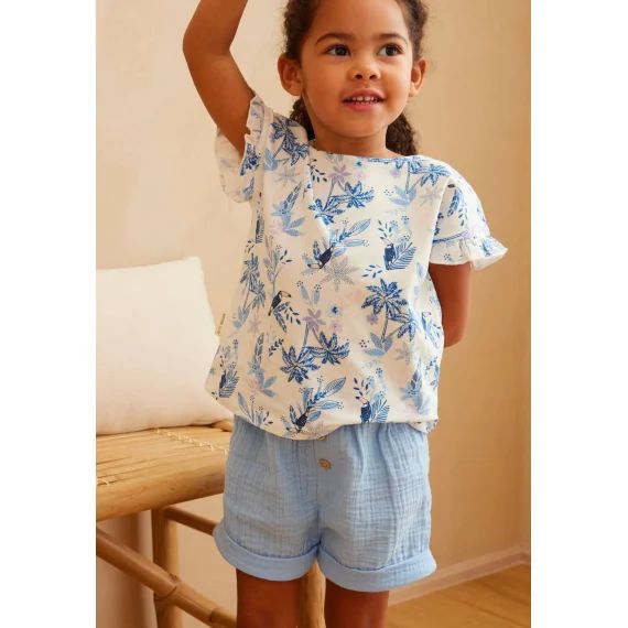 Short Enfant En Gaze De Coton Moorea Bleu