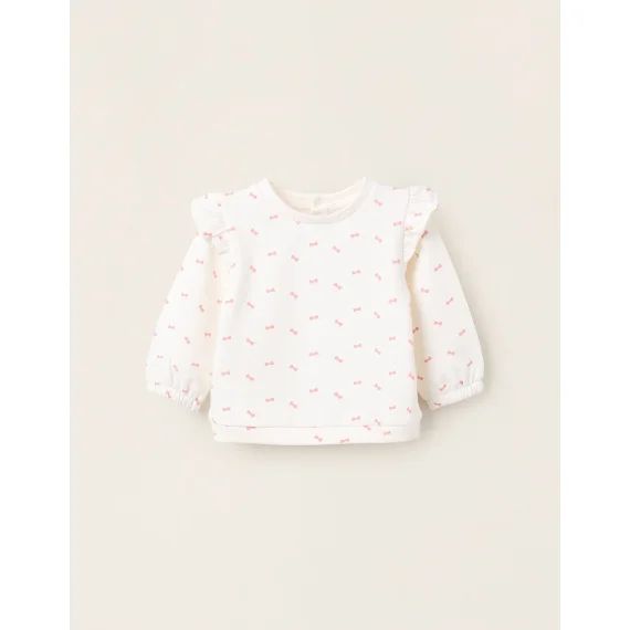 Sweat Gratté Avec Volants Blanc