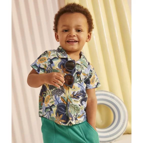 Chemise bébé garçon en coton thème tropical –  – Soldes