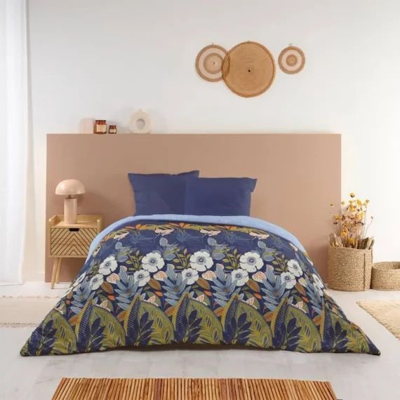 Bleu Calin Couette Imprimée La Florale – Chaude Et Douce – Utilisation Sans Housse – 140x200cm Bleu