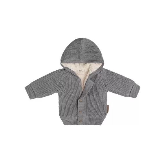 Gilet à capuche en teddy coton bio Soul gris (1 mois)