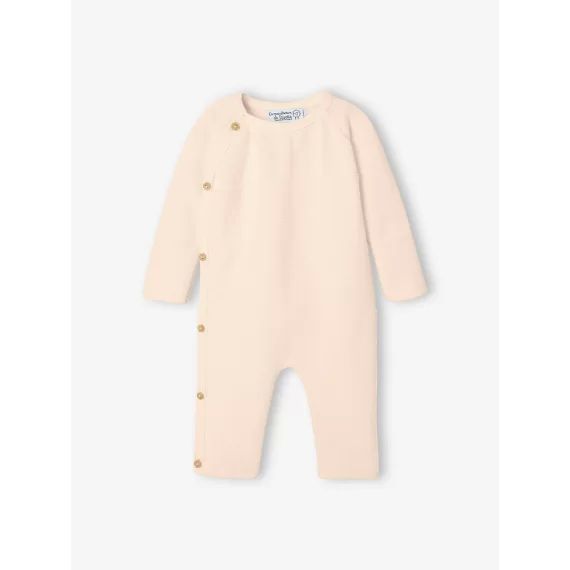 Combinaison bébé en tricot beige clair