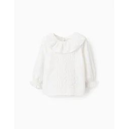 Chemisier En Sergé De Coton Avec Rubans Ondulés Beige Clair