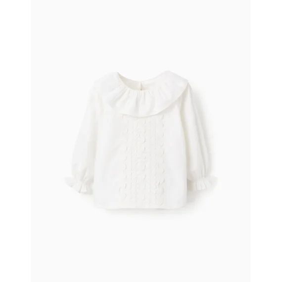 Chemisier En Sergé De Coton Avec Rubans Ondulés Beige Clair