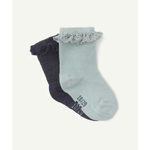 Lot de 2 paires de chaussettes hautes bébé fille en coton –  – Soldes