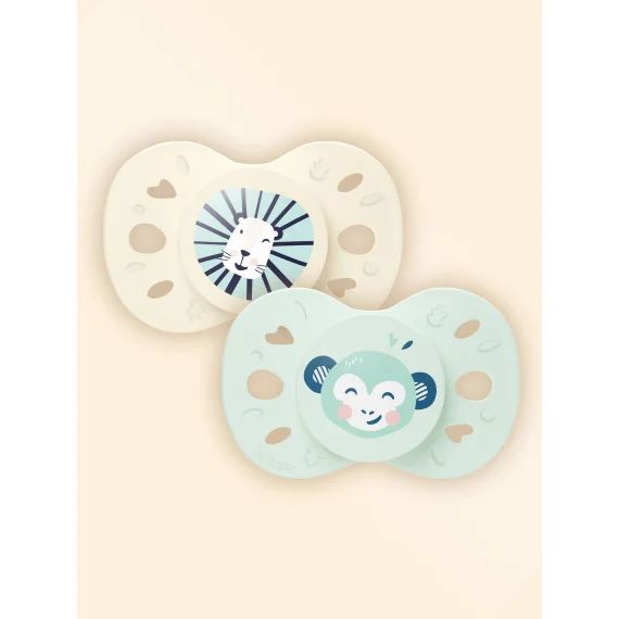 Sucette Anatomique Animaux – 6-18 Mois – Lot De 2 Vert + Beige