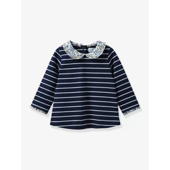 Marinière bébé tissu Liberty® – coton bio CYRILLUS rayé marine