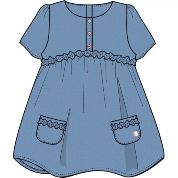 Robe en jean léger avec poches Fille Bleu