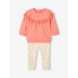 Ensemble sweat à volant + legging bébé fuchsia