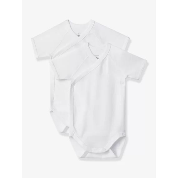 Lot de 2 bodies naissance manches courtes PETIT BATEAU blanc