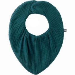 Bavoir bandana bambou réversible vert paon