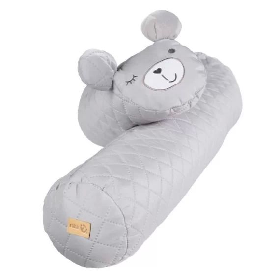 ROBA Tour de Lit – Coussin serpent roba Style Visage d&rsquo;Ours Sammy- 170 cm – Gris argenté gris