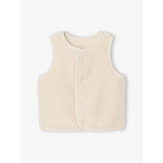 Gilet bébé sans manches en fausse fourrure vanille