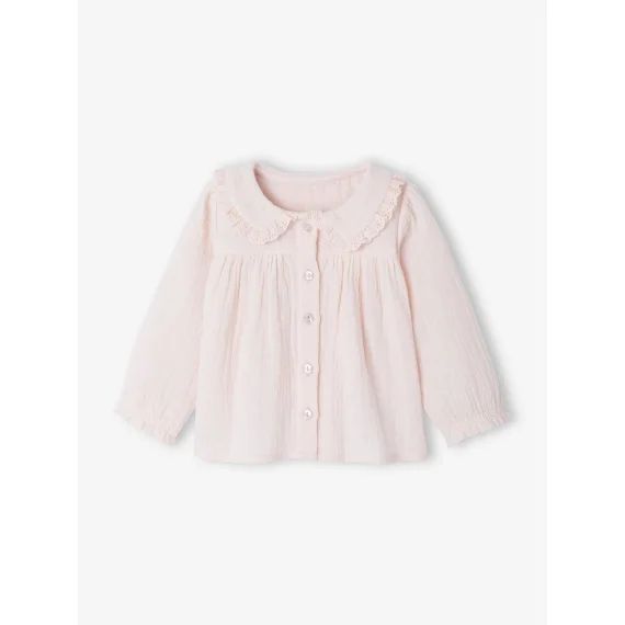 Chemise en gaze de coton bébé rose pâle