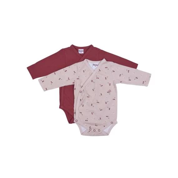 Lot de 2 bodies manches longues en coton Cerise (3 mois)