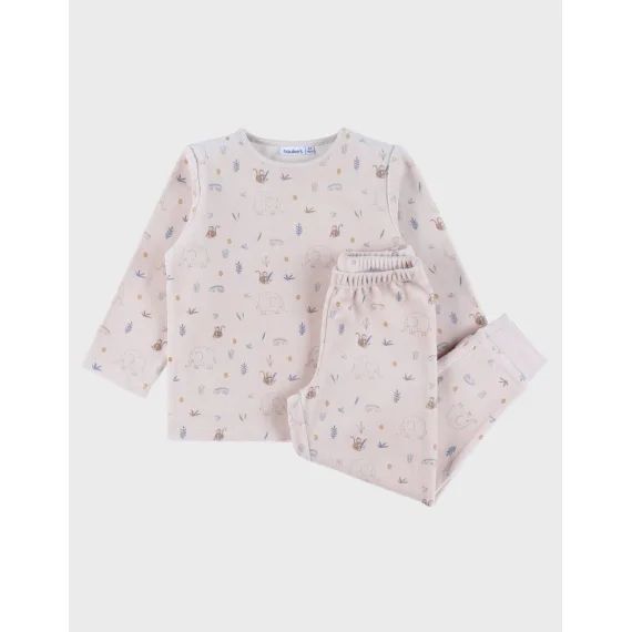 Pyjama 2 Pièces En Velours Avec Motif Éléphant Rose