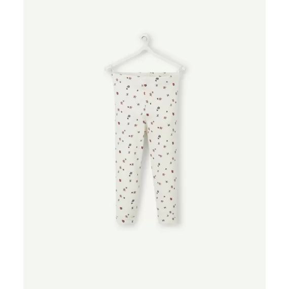Legging bébé fille en coton bio à côtes imprimé fleuri –  – Soldes