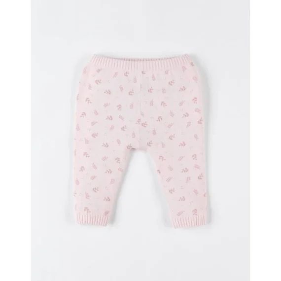 Legging Imprimé Végétal En Tricot Bio Fin, Clair Rose