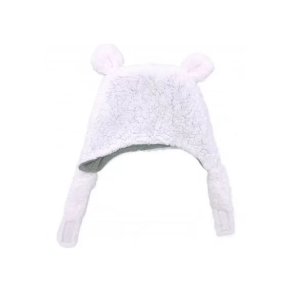 Bonnet chapka ours en sherpa blanc (0-6 mois)