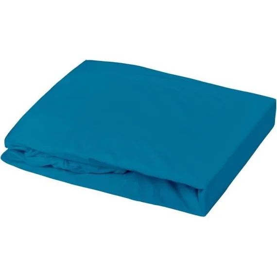 DOMIVA Drap housse + Alèse Uni – 100% Coton – Oeko-Tex® – Blanc/Canard – 60 x 120 cm bleu