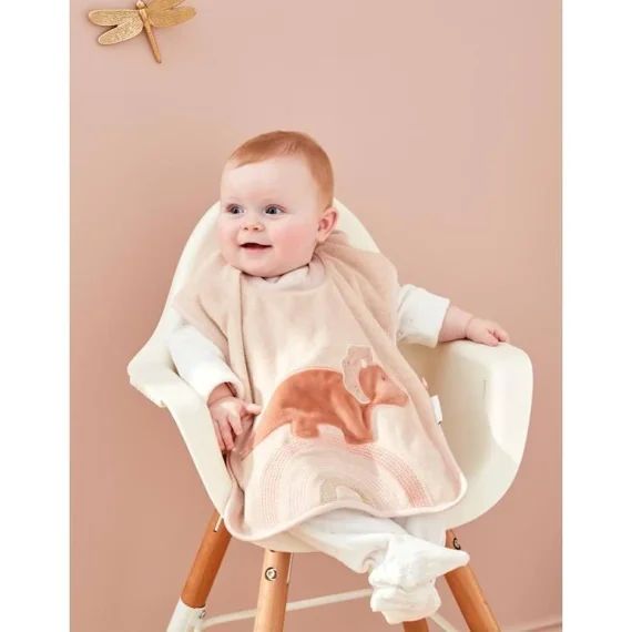 Bavoir en éponge dinosaure – NOUKIE&rsquo;S – Tiga, Stegi & Ops – Rose – Fille – 6 mois et plus rose