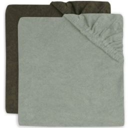 Lot de 2 housses de matelas à langer en éponge Ash Green/Leaf Green (50 x 70 cm)