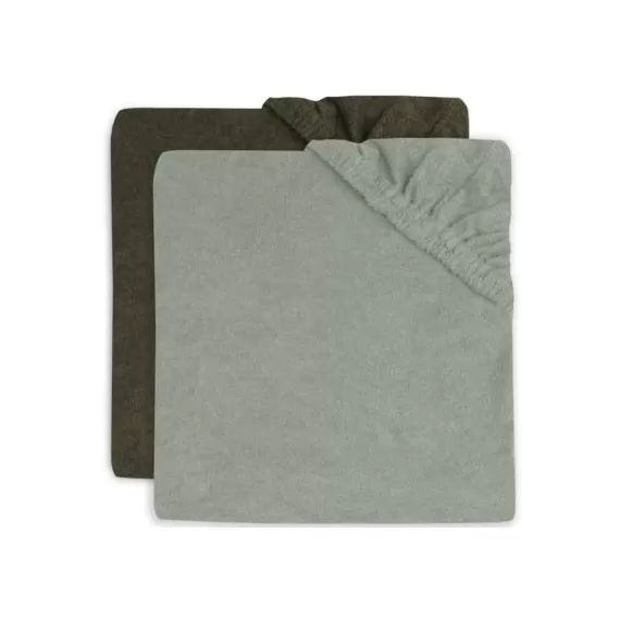 Lot de 2 housses de matelas à langer en éponge Ash Green/Leaf Green (50 x 70 cm)