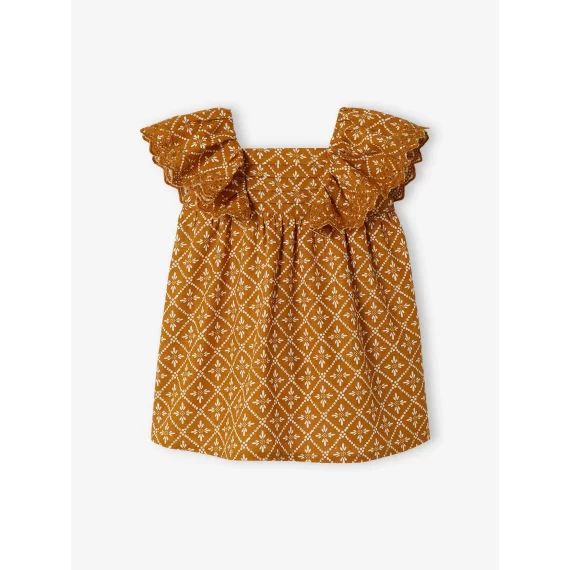 Robe bébé à volants caramel