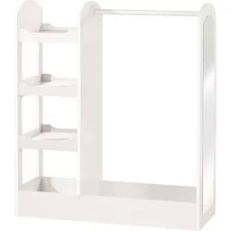 ROBA Porte Manteau Bébé avec Penderie – Étagères et Miroir – Bois Blanc laqué blanc