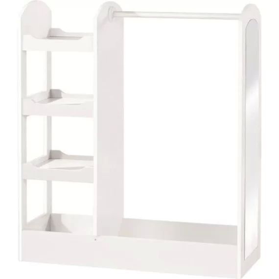 ROBA Porte Manteau Bébé avec Penderie – Étagères et Miroir – Bois Blanc laqué blanc
