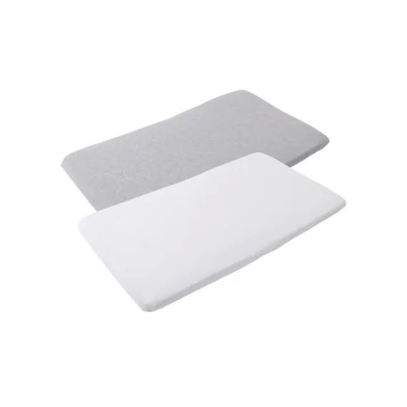 Lot de 2 draps housses gris et blanc pour matelas de lit parapluie Iris
