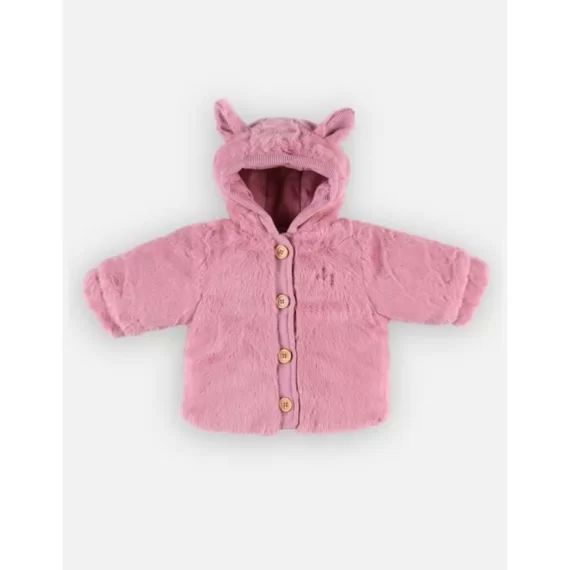 Veste à capuche en sherpa rose