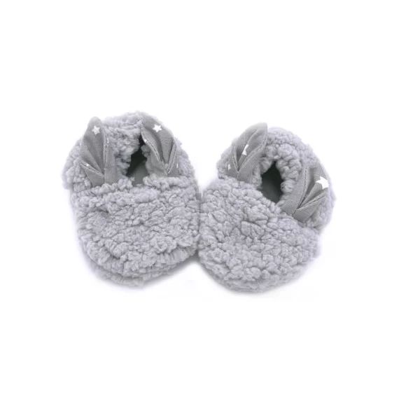Chaussons de naissance lapin en sherpa gris (0-6 mois)